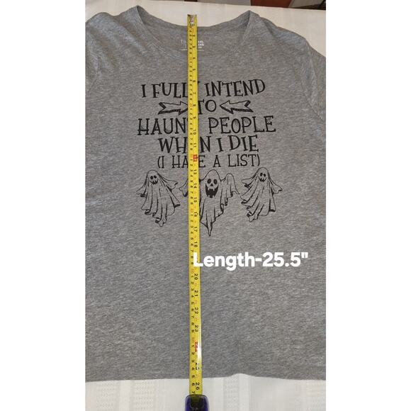 Halloween Grey Gray Womens Tshirt Top Sz XXL 20 Pima Cotton Haunting Long Sleeve - Picture 8 of 15